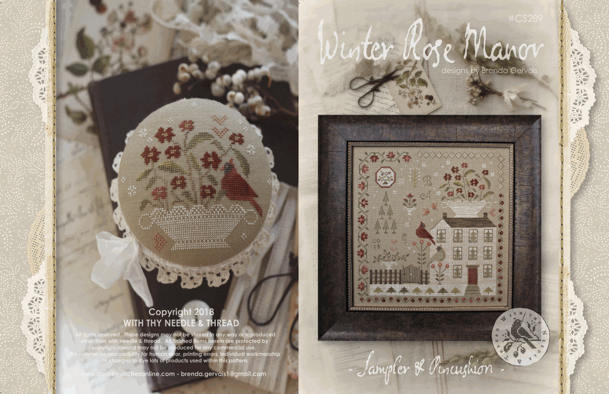 Winter Rose Manor With Thy Needle And Thread Brenda Gervais Welcome Sassy Jacks Stitchery