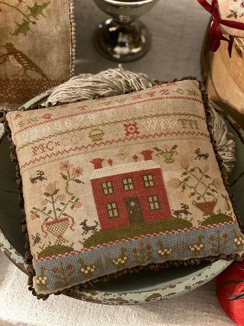 Rose Cottage Sampler Pinkeep - Stacy Nash