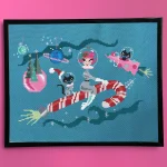 Candy Cane Rocket Girl- Spot Colors